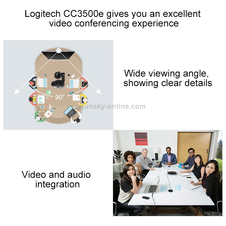 Logitech CC3500 Conectar altavoz Micrófono HUB Cámara Cable de extensión de puerto DIN, longitud del cable: 10m (negro) - 2