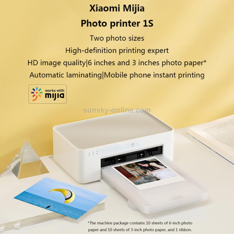 Mini impresora fotográfica de bolsillo automática Xiaomi Mijia 1S original, enchufe de EE. UU. (Blanco) - 5