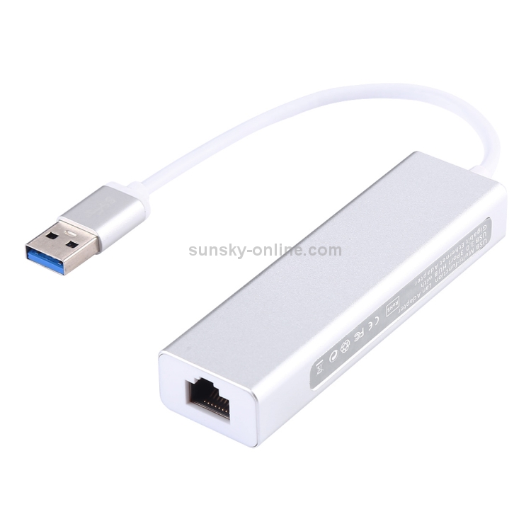 Carcasa de aluminio 3 puertos USB3.0 HUB + Adaptador Ethernet Gigabit USB3.0 - 2