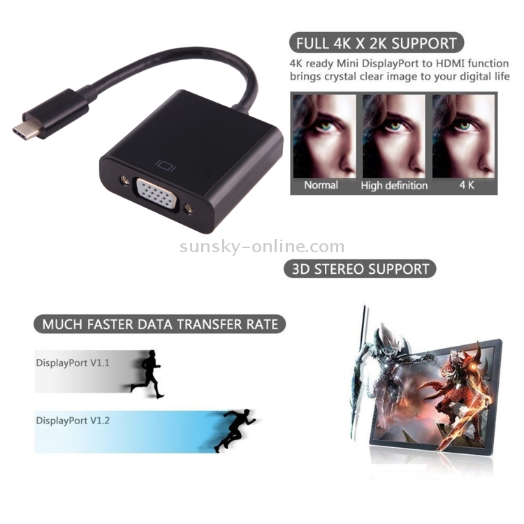 USB-C / Type-C 3.1 Male to VGA female Adapter Cable for MacBook 12 inch, Chromebook Pixel 2015, Nokia N1 Tablet PC, Length: About 10cm USB-C / Type-C 3.1 Male to VGA female Adapter Cable for MacBook 12 inch, Chromebook Pixel 2015, Nokia N1 Tablet PC, Length: About 10cm