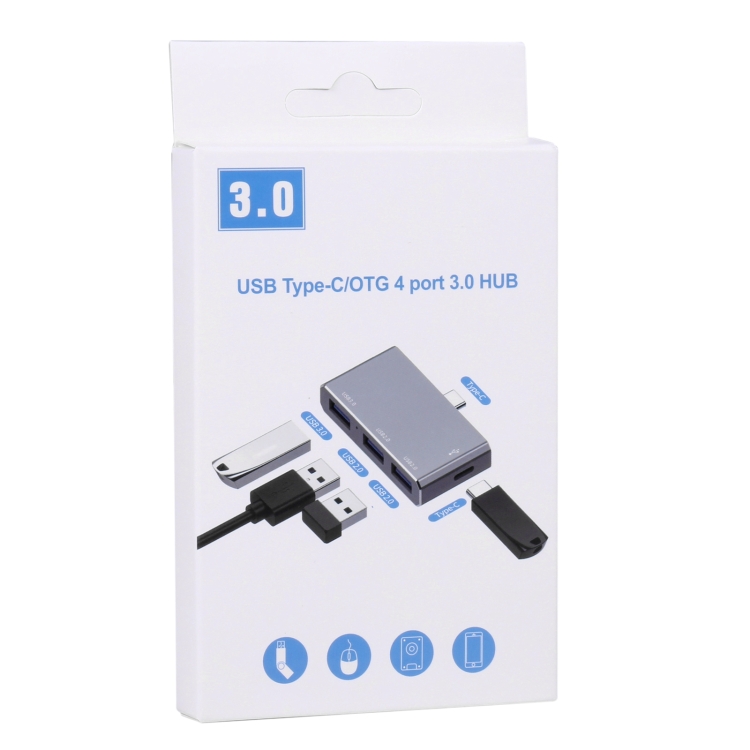 Adaptador HUB USB-C / Tipo-C a OTG de 4 puertos Tipo-C USB 3.0 USB 2.0 - 3