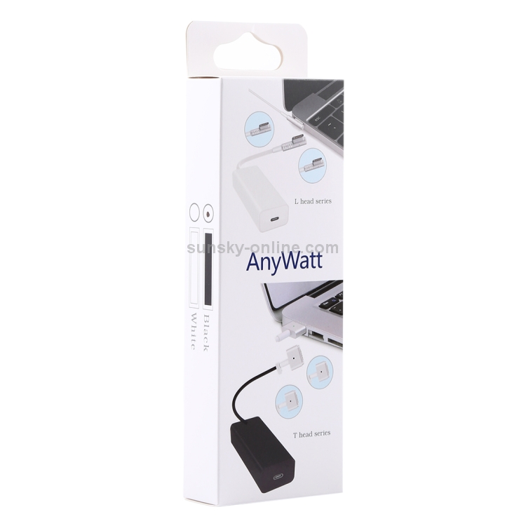 AnyWatt 85W USB-C / Type-C Female to 5 Pin MagSafe 1 Male L Head Series Charge Adapter Converter for MacBook (Black)