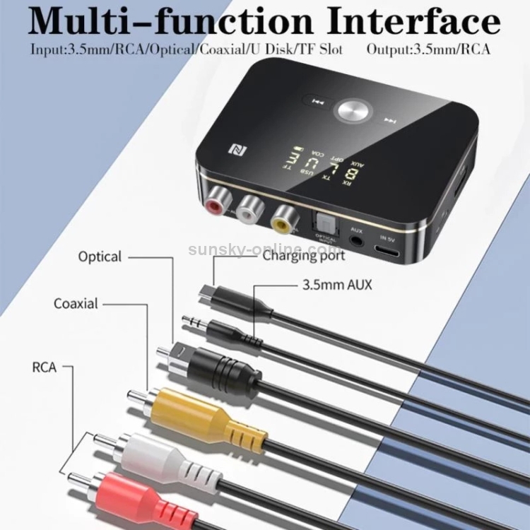 M8 NFC 2 in 1 NFC Optical Coaxial Bluetooth 5.0 Audio Transmitter Receiver with Digital Display M8 NFC 2 in 1 NFC Optical Coaxial Bluetooth 5.0 Audio Transmitter Receiver with Digital Display