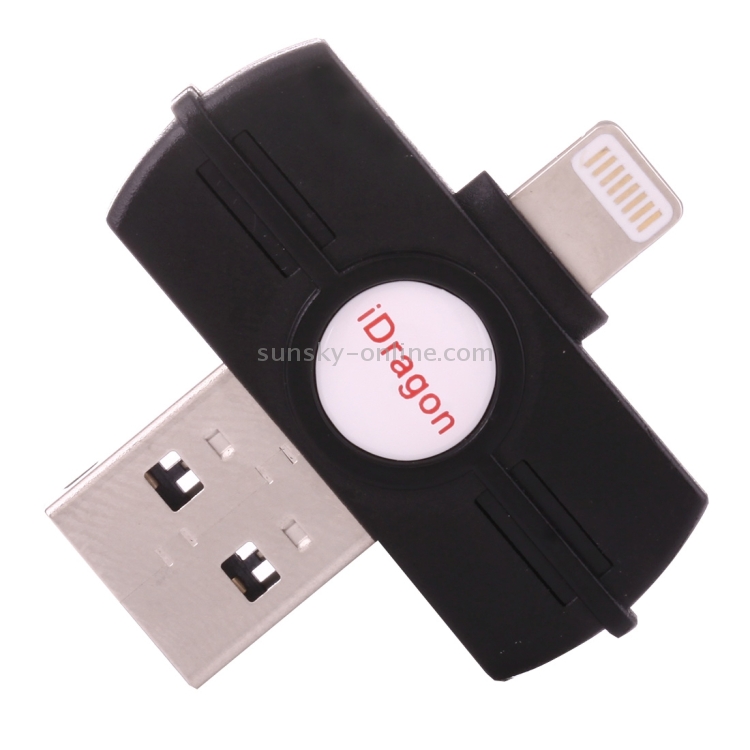 iDragon-R009 2 in 1 8 Pin to USB 2.0 Waterdrop Shaped Memory Card Reader with Key Chains, Support TF Card