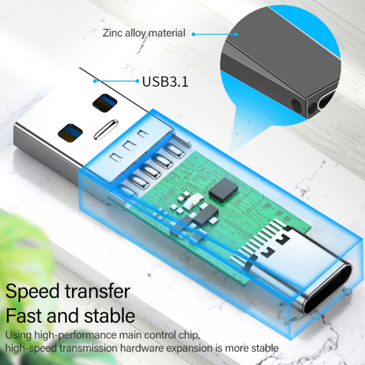 ADS-613 USB 3.1 Male to USB-C / Type-C Female Adapter (Silver) - B3