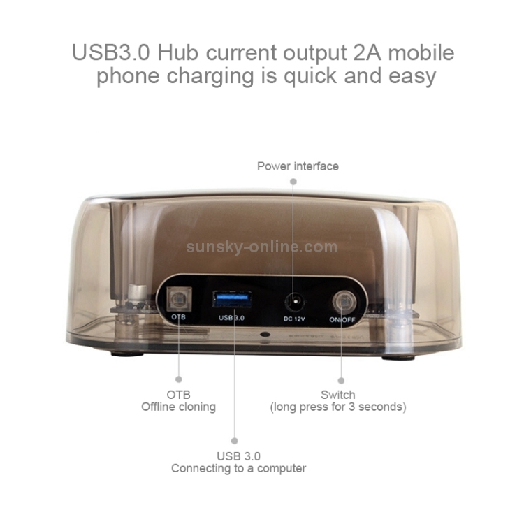 SEATAY HD213 Boîtier de disque dur à interface USB 3.0 sans vis SATA 2