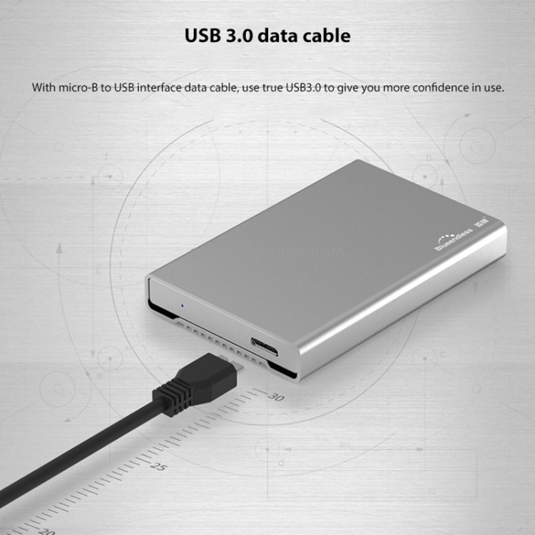 Support Thickness 1cm or Less U23Q SATA 2.5 inch Micro B Interface HDD Enclosure with USB-C/Type-C to USB-C/Type-C Cable