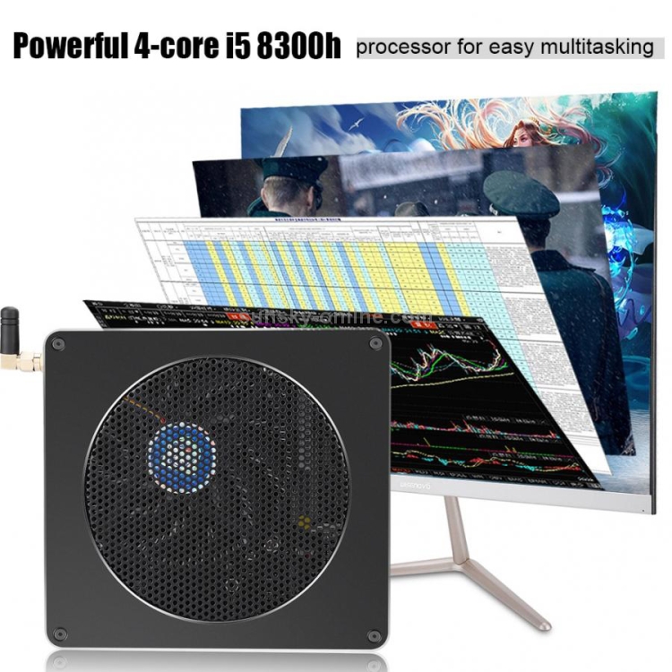 Mini PC para Intel Core 8th Gen i7-8750H 4G + 128G Six Core 2.2-4.1GHz, con ventilador y antena, compatible con Bluetooth 4.2 y 2.4G / 5.0G, WiFi de doble banda y tarjeta de red RJ45 Gigabit con cable (negro) - 10