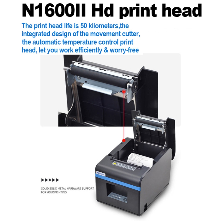 Xprinter N160II LAN Interface 80 mm 160 mm / s Impresora automática de recibos térmicos, enchufe de EE. UU. - B4