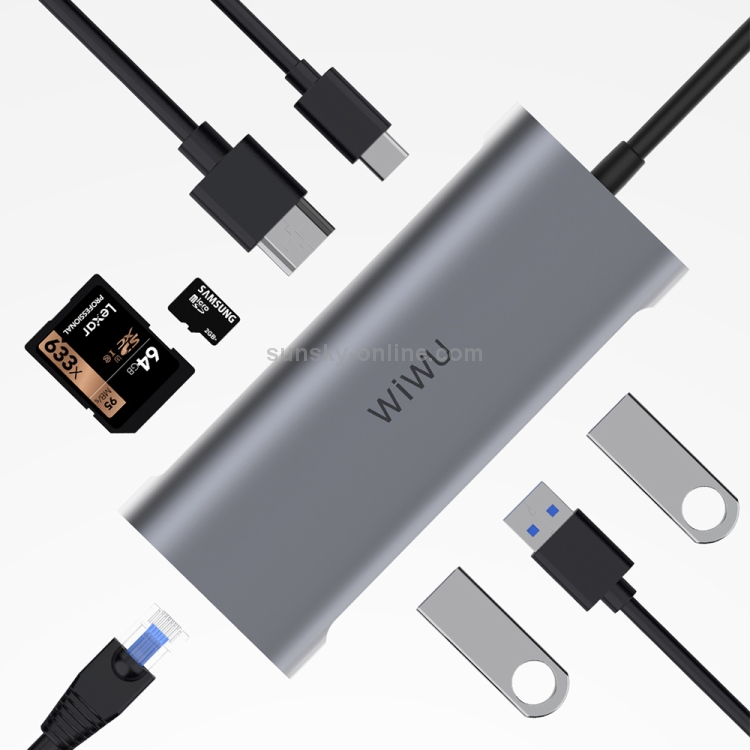 Adaptador HUB de extensión multifuncional WIWU 831 8 en 1 tipo C / USB-C - 1