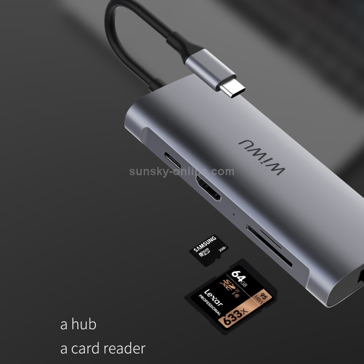 Adaptador HUB de extensión multifuncional WIWU 831 8 en 1 tipo C / USB-C - 6