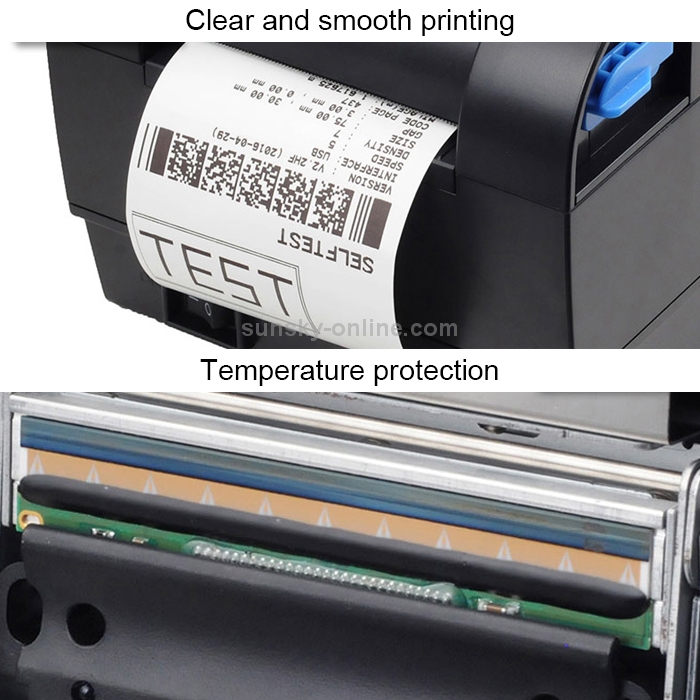 Impresora de código de barras de calibración automática térmica con puerto USB Xprinter XP-365B - 6