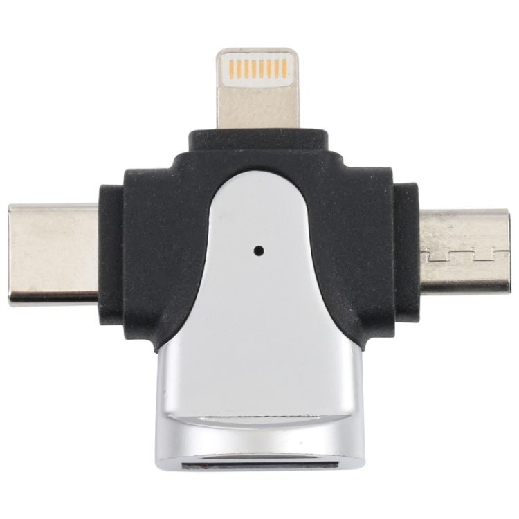 3 in 1 8 Pin + USB-C / Type-C + Micro USB Male to USB 3.0 Female Zinc Alloy Adapter 3 in 1 8 Pin + USB-C / Type-C + Micro USB Male to USB 3.0 Female Zinc Alloy Adapter
