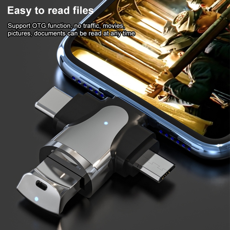 3 in 1 8 Pin + USB-C / Type-C + Micro USB Male to USB 3.0 Female Zinc Alloy Adapter 3 in 1 8 Pin + USB-C / Type-C + Micro USB Male to USB 3.0 Female Zinc Alloy Adapter