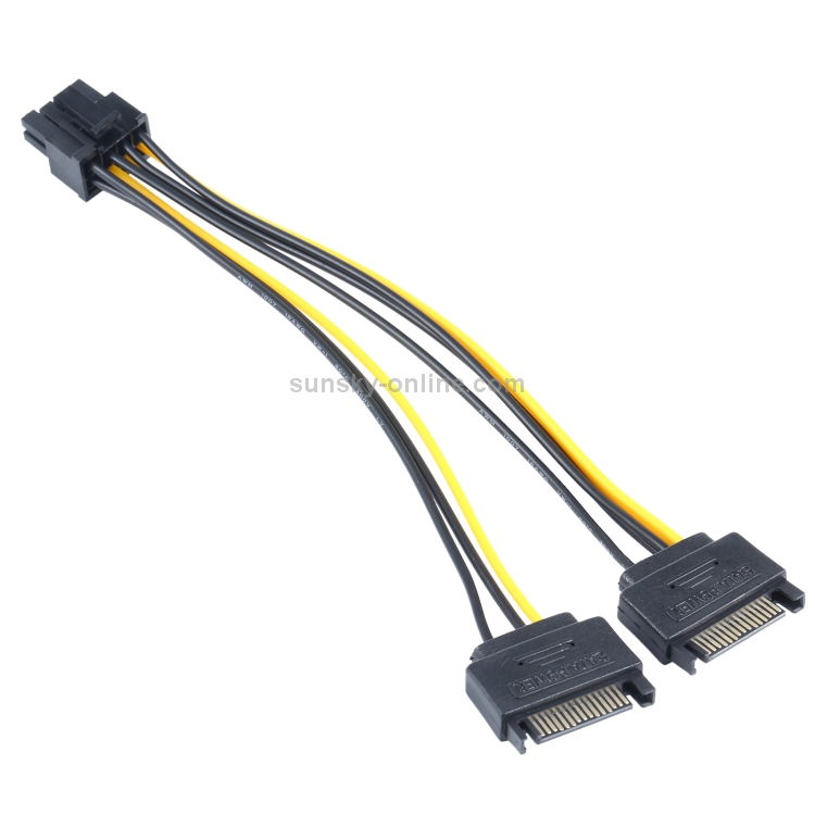 SATA 15-Pin Male To 8-Pin (6+2) PCIe Power Adapter Cable For Video Card - 20cm
