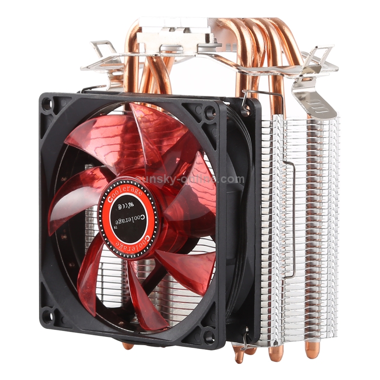 CoolAge L400 DC 12V 1600PRM 40.5cfm Disipador de calor Ventilador de enfriamiento de cojinete hidráulico Ventilador de enfriamiento de CPU para AMD Intel 775 1150 1156 1151 (Rojo) - 1