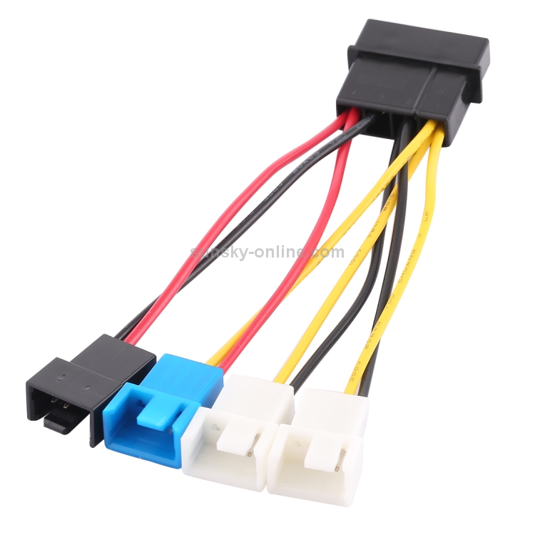 Computer&Networking HA Big 4 Pin to 4 x 2 Pin CPU Fan PWM Deceleration Cable Temperature Control Drop Speed Cord Length 10cm 