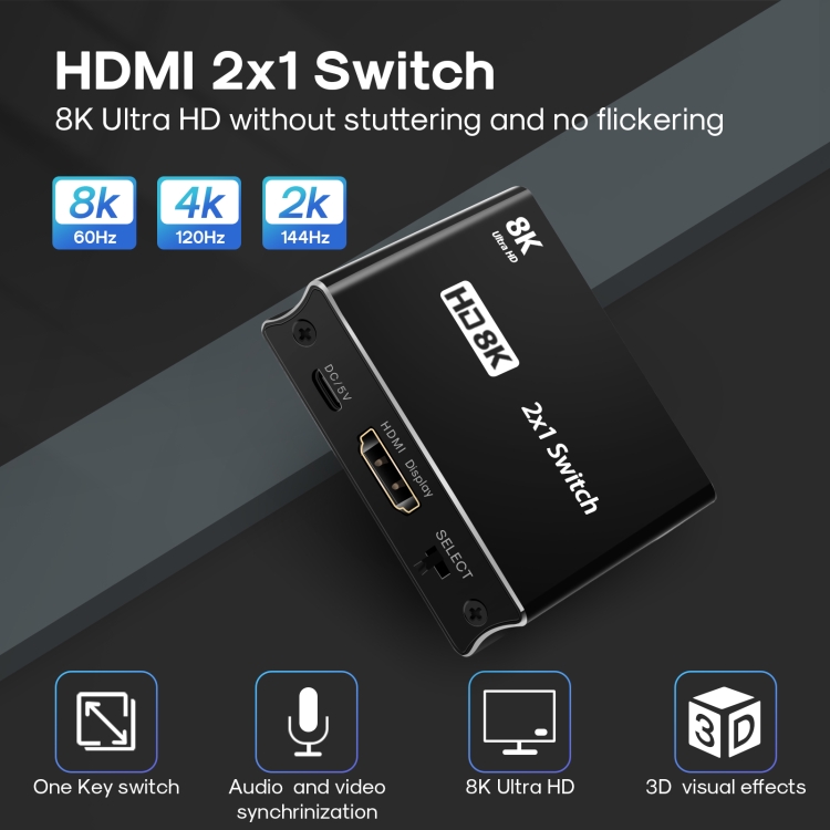 NK-W80 8K UHD HDMI 2x1 interruptor de un solo sentido - 1