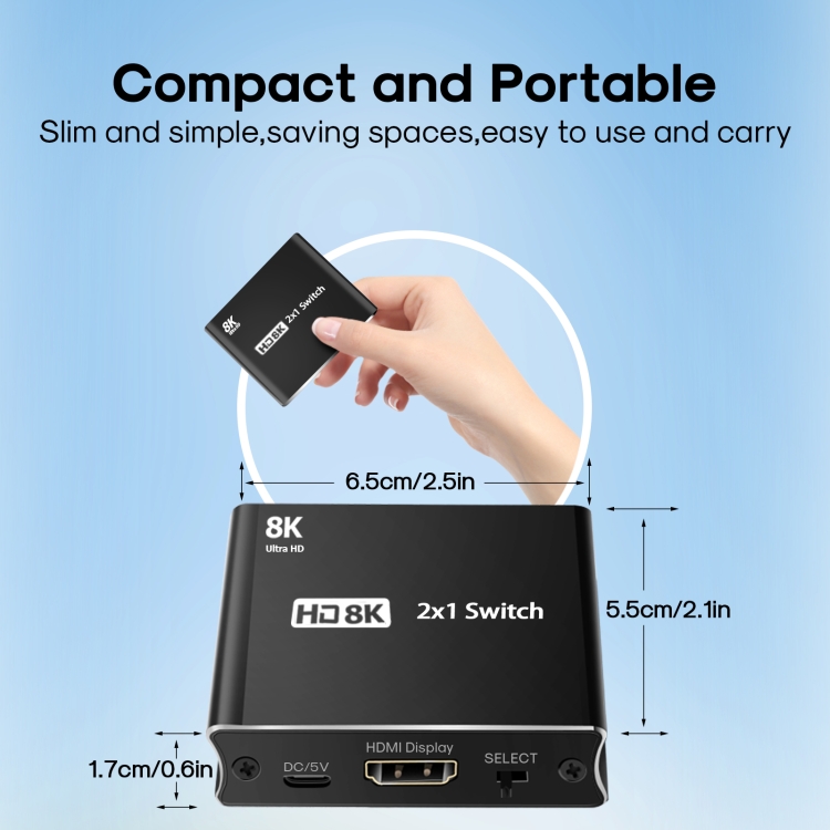 NK-W80 8K UHD HDMI 2x1 interruptor de un solo sentido - 2