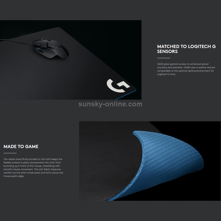 Sunsky Logitech G640 Cloth Soft E Sport Gaming Mouse Pad Size 46 X 40cm Black