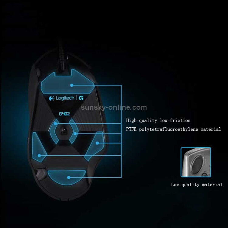 Logitech G402 Interfaz USB 8 teclas 4000DPI Ratón óptico para juegos con cable de seguimiento de alta velocidad ajustable de cinco velocidades, Longitud: 2 m (Negro) - 9