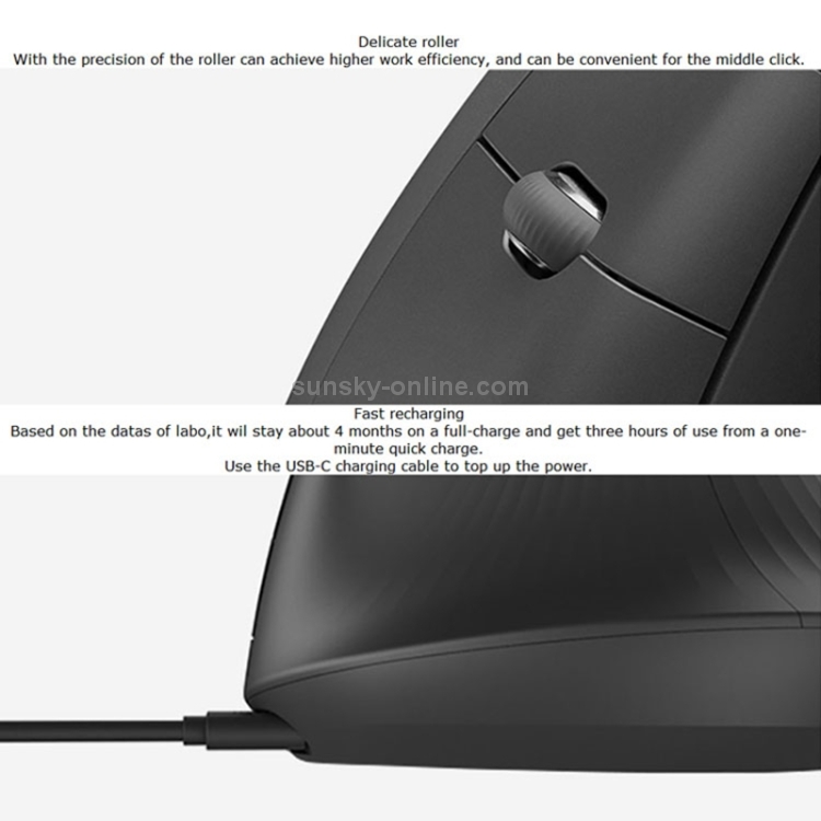 Logitech MX Vertical 4000DPI USB-C / Type-C + Unifying + Bluetooth Ratón óptico vertical inalámbrico ergonómico de tres modos (negro) - 11