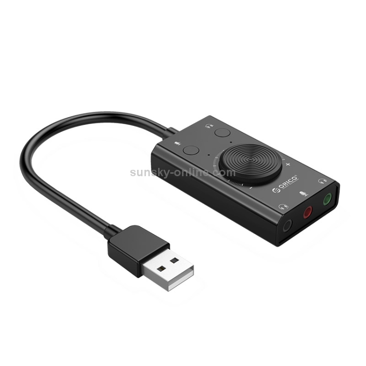 ORICO SC2 Tarjeta de sonido externa USB multifunción sin controlador con 2 puertos para auriculares y 1 puerto para micrófono y ajuste de volumen (negro) - 1