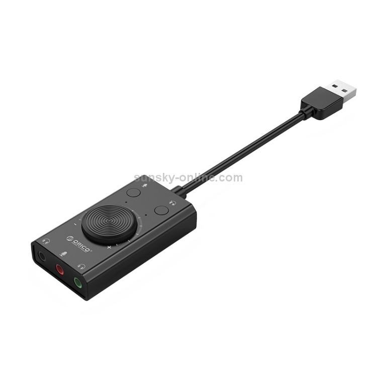 ORICO SC2 Tarjeta de sonido externa USB multifunción sin controlador con 2 puertos para auriculares y 1 puerto para micrófono y ajuste de volumen (negro) - 2