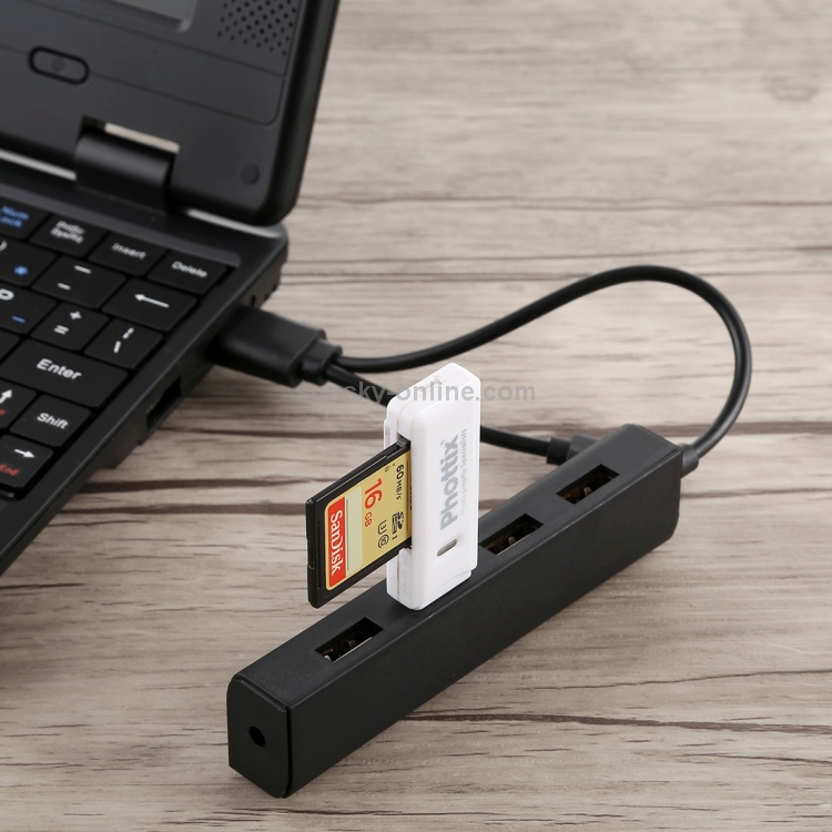 Convertidor 3 en 1 USB-C / Type-C + Micro USB + 4 puertos USB 2.0 HUB, Longitud del cable: 12 cm (Negro) - 5