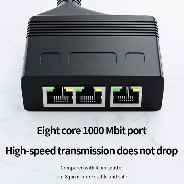 Hembra RJ45 3 en 1 acoplador de red Ethernet del cable divisor de red Gigabit - 6