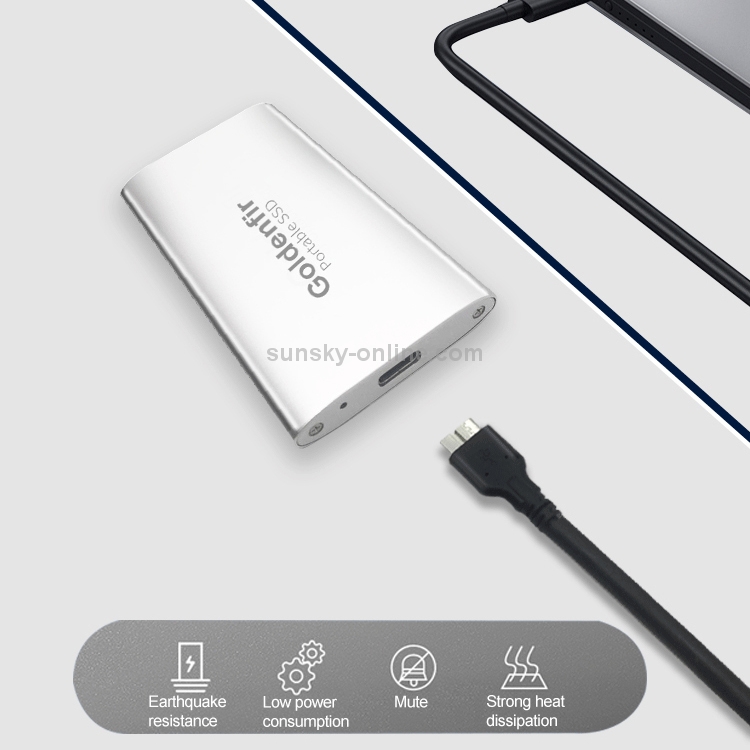 Unidad de estado sólido portátil Goldenfir NGFF a Micro USB 3.0, capacidad: 120 GB (plateado) - 2