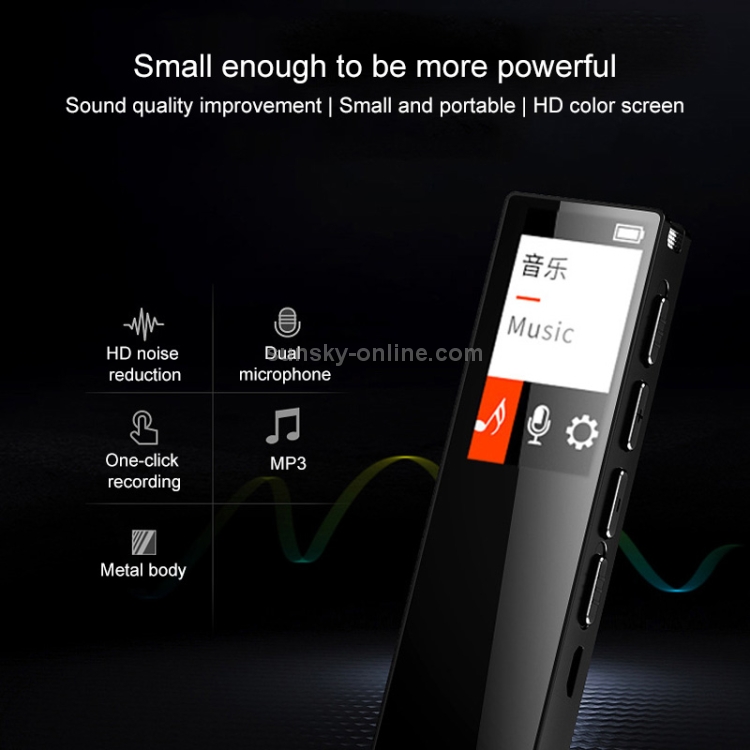 N3 Mini grabadora MP3 con pantalla a color con reducción de ruido de 16 GB (negro) - 12