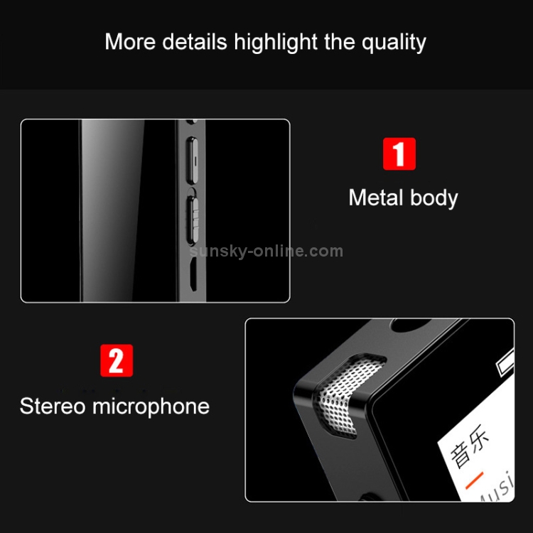 N3 Mini grabadora MP3 con pantalla a color con reducción de ruido de 16 GB (negro) - 9