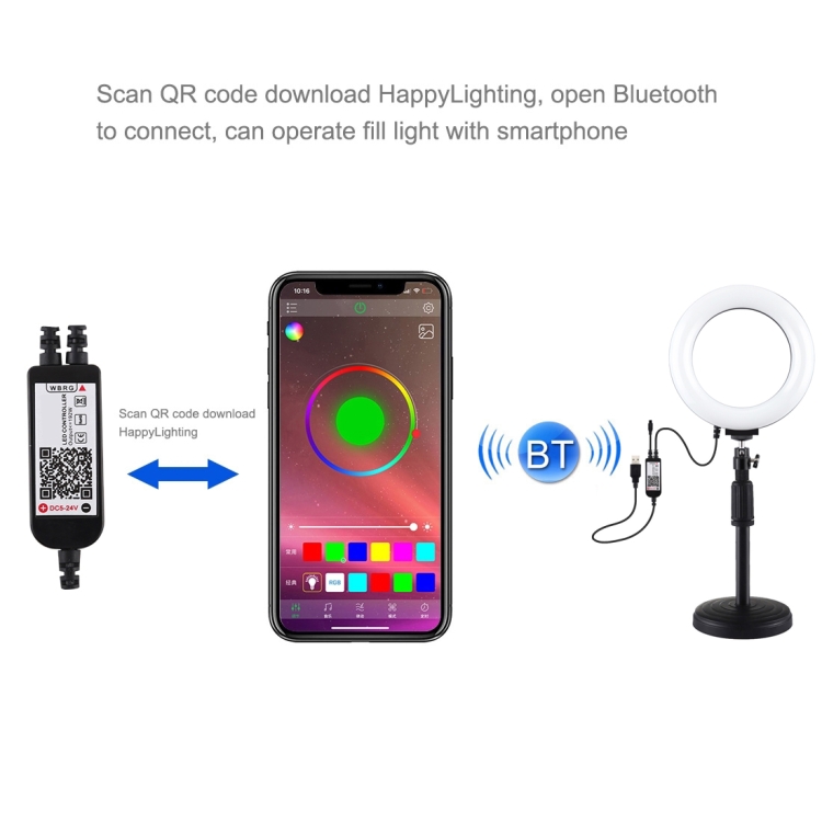 PULUZ inch 16cm RGBW Light Round Base Desktop Holder USB - Main Image