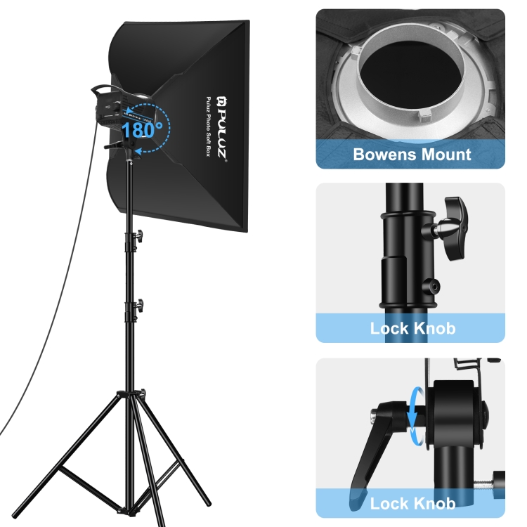 150W Softbox Iluminacion Kit Fotografia con 2 Softbox 50×70cm y 2 Bombilla  de Luz