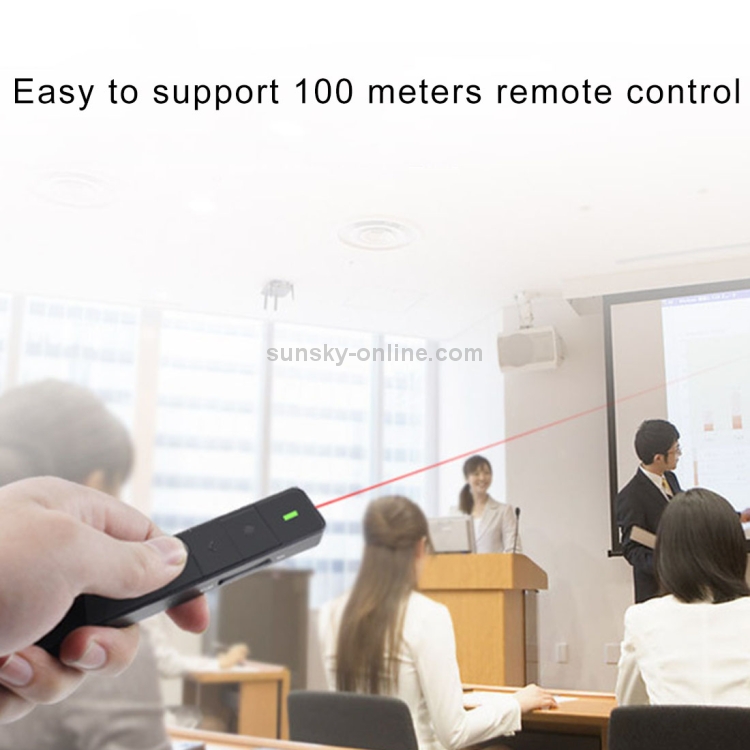 ASiNG A218 Carga USB 2.4GHz Presentador Inalámbrico PowerPoint Clicker Representación Puntero de Control Remoto, Distancia de Control: 100m (Negro) - 8