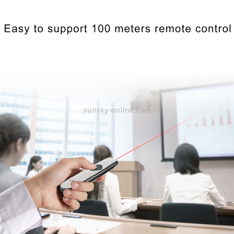 ASiNG A800 Carga USB 2.4GHz Presentador Inalámbrico PowerPoint Clicker Representación Puntero de Control Remoto, Distancia de Control: 100m (Blanco) - 6