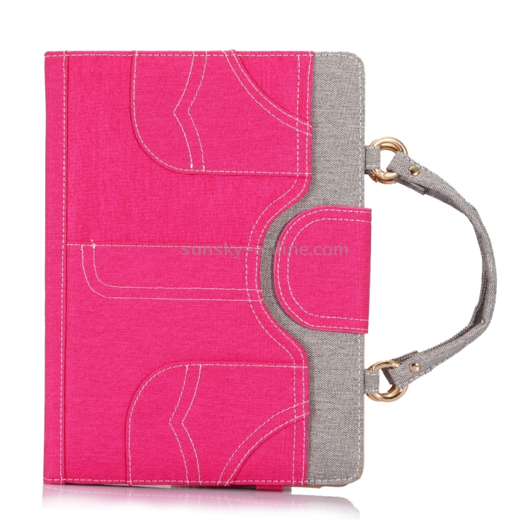 For iPad 9.7 (2018) & iPad 9.7 (2017) / Air 2 / Air Jeans Texture Universal Horizontal Flip Handle Leather Case with Holder & Small Pocket & Sleep / Wake-up(Magenta) For iPad 9.7 (2018) & iPad 9.7 (2017) / Air 2 / Air Jeans Texture Universal Horizontal Flip Handle Leather Case with Holder & Small Pocket & Sleep / Wake-up(Magenta)