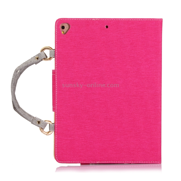 For iPad 9.7 (2018) & iPad 9.7 (2017) / Air 2 / Air Jeans Texture Universal Horizontal Flip Handle Leather Case with Holder & Small Pocket & Sleep / Wake-up(Magenta) For iPad 9.7 (2018) & iPad 9.7 (2017) / Air 2 / Air Jeans Texture Universal Horizontal Flip Handle Leather Case with Holder & Small Pocket & Sleep / Wake-up(Magenta)