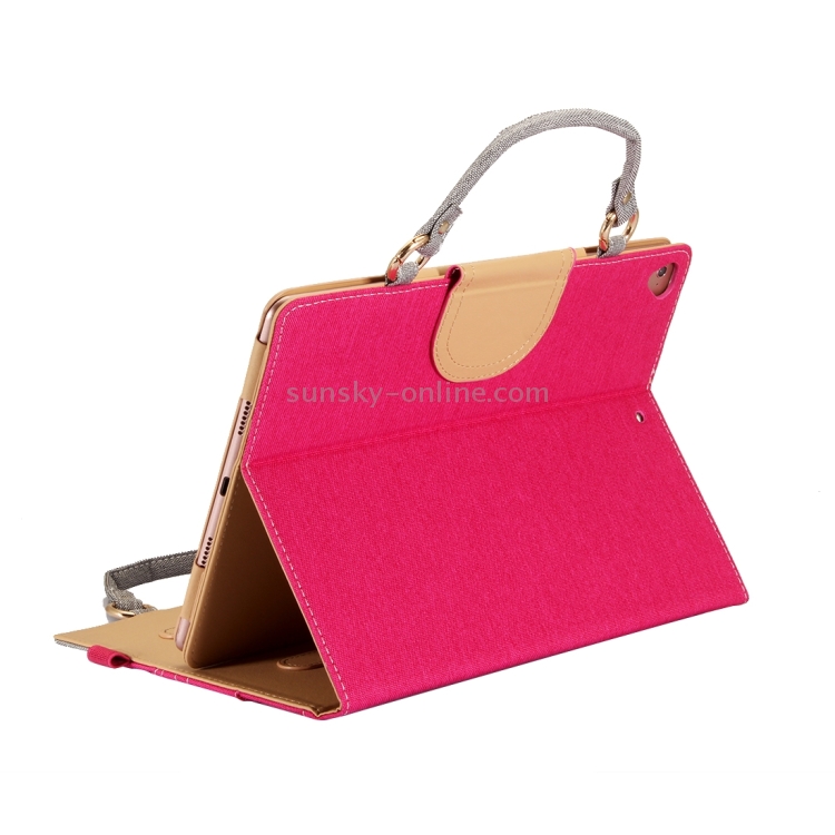 For iPad 9.7 (2018) & iPad 9.7 (2017) / Air 2 / Air Jeans Texture Universal Horizontal Flip Handle Leather Case with Holder & Small Pocket & Sleep / Wake-up(Magenta) For iPad 9.7 (2018) & iPad 9.7 (2017) / Air 2 / Air Jeans Texture Universal Horizontal Flip Handle Leather Case with Holder & Small Pocket & Sleep / Wake-up(Magenta)