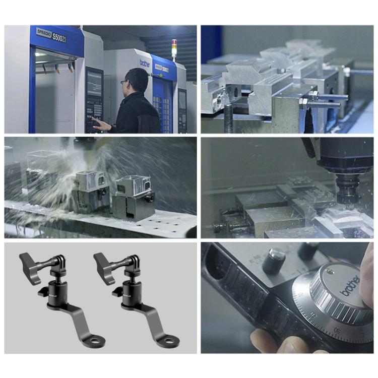 PULUZ Motorcycle Rearview Mirror Aluminum Alloy Action Camera Holder Mount (Black)