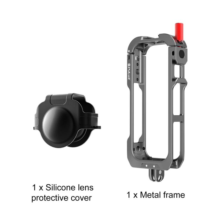 For Insta360 X4 Air PULUZ Metal Protective Cage Expansion Frame with Cold Shoe Bases & Lens Cover (Grey) 11