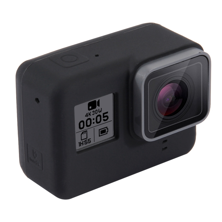 PULUZ适用于GoPro HERO7 Black /7 White / 7 Silver /6 /5裸机硅胶保护套带镜头保护盖(黑色)