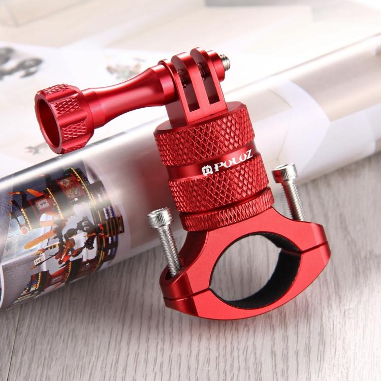 PULUZ 360 Degree Rotation Bike Aluminum Handlebar Adapter Mount with Screw for GoPro, Insta360, DJI and Other Action Cameras(Red)