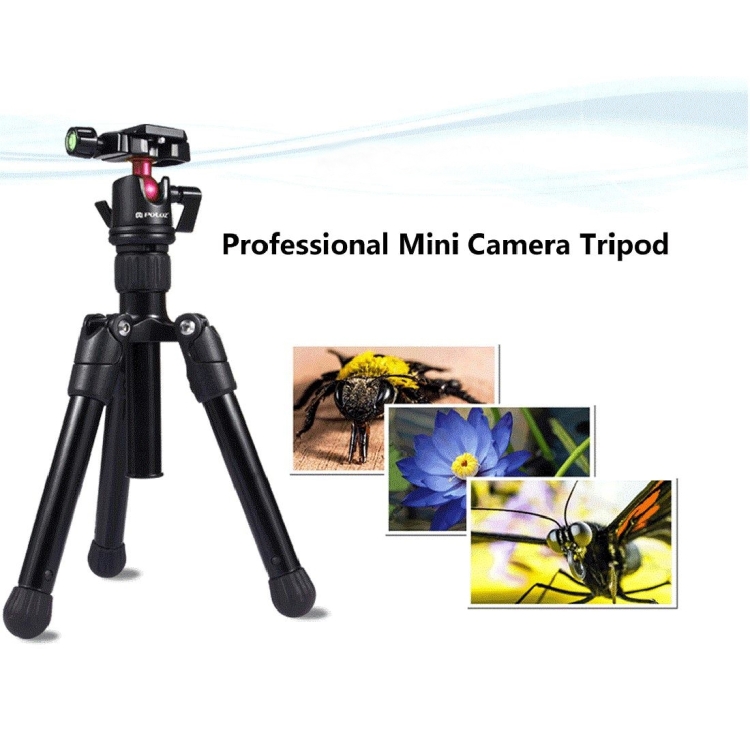 Camera Accessories Pocket Mini Microspur Photos Magnesium Alloy Tripod Mount with 360 Degree Ball Head for DSLR & Digital Camera Black Adjustable Height: 24.5-57cm Load Max: 3kg