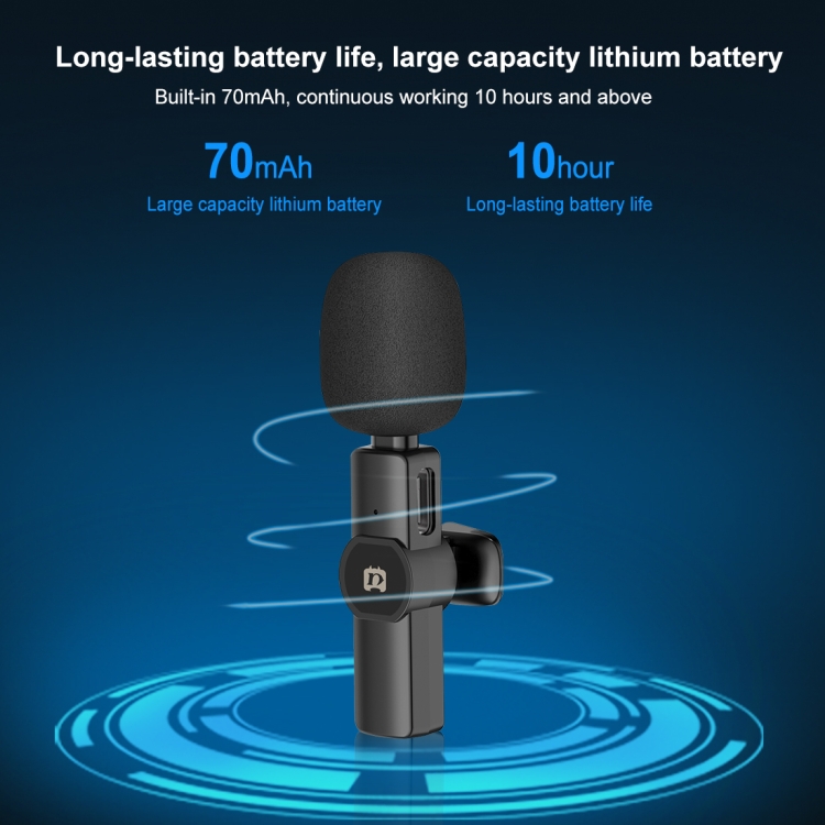 Micrófono lavalier inalámbrico de reducción de ruido inteligente PULUZ para dispositivo Tipo-C / USB-C (Negro) - 6