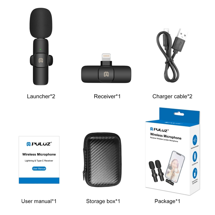Microfono Lavalier Wireless per iPhone/Telefono  Android/Telecamera/Computer/Laptop, microfono professionale a doppio  risvolto con connettore USB-C/3,5 mm/USB per registrazione video, Vlog :  : Elettronica