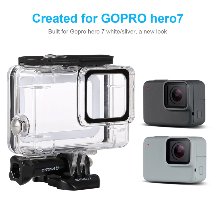 PULUZ 45m Underwater Waterproof Housing Diving Case for GoPro HERO7 Silver  / HERO7 White, with Buckle Basic Mount  Screw(Transparent)