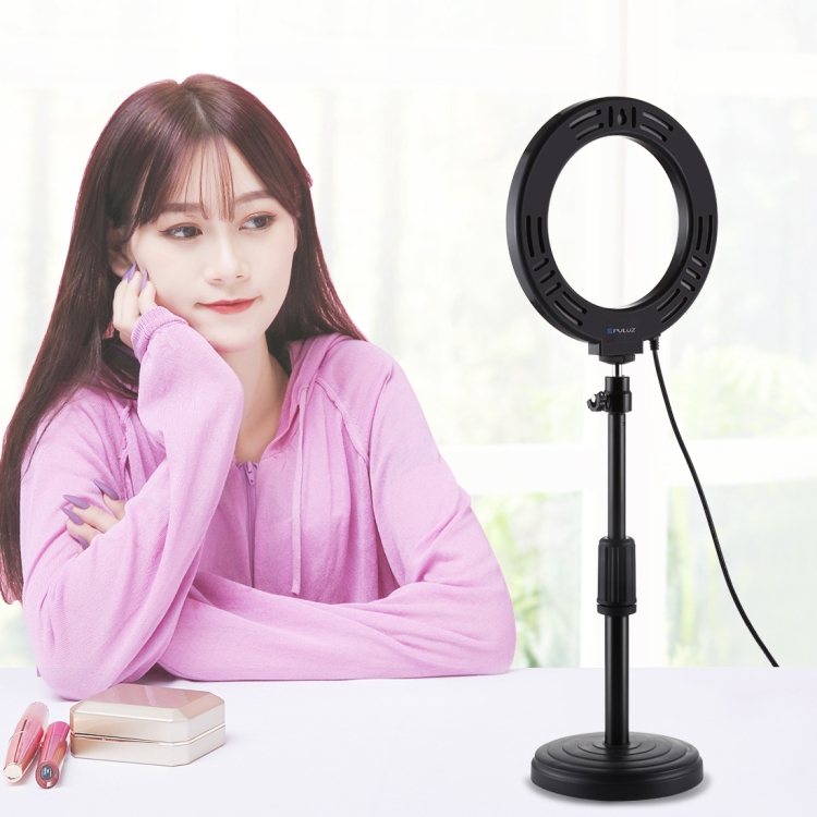Mini Desk Round Lamp Dimmable 3 Light 6.2'' Table Selfie Ring Light with Stand 