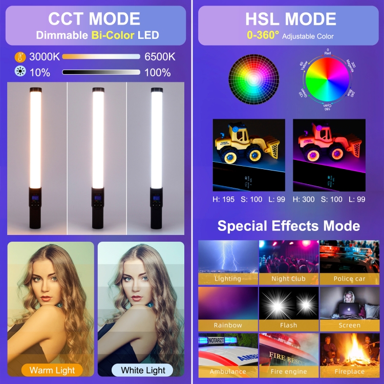 Lumière De Remplissage LED Portable RGB Lumière De Nuit Colorée Bâton  D'éclairage De Photographie Lampe Selfie à Alimentation USB 